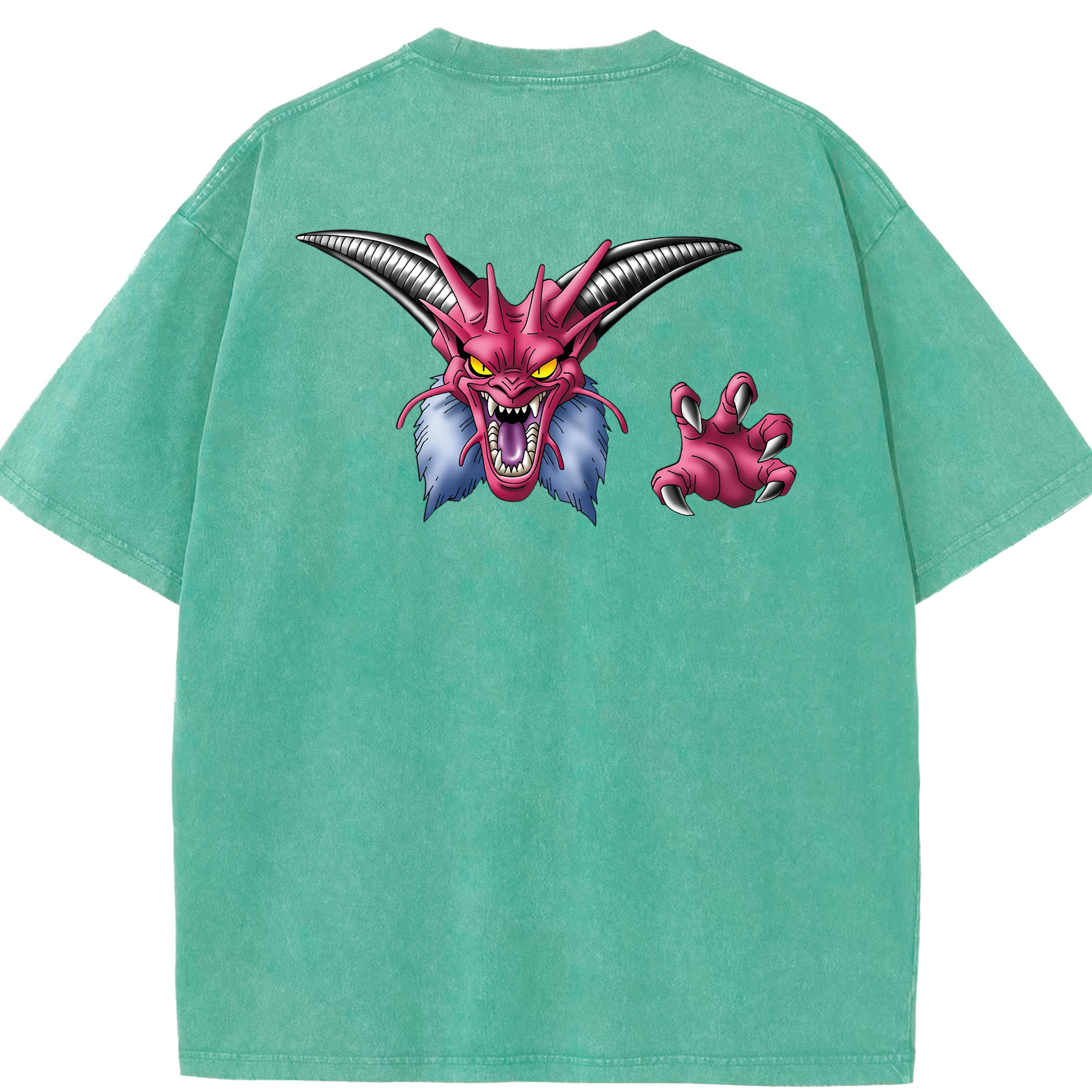 （画像用） ドラゴンクエスト Doragon Kuesuto Dragon Quest 綿100% ヴィンテージ風 半袖Tシャツ（背面プリント）